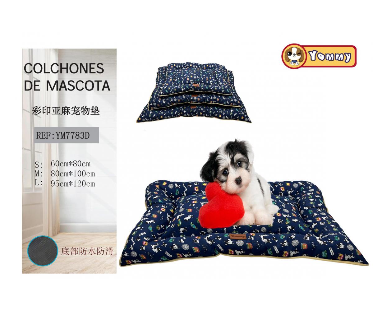 Juego de 3 colchonetas de lino estampado