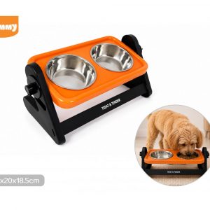 Comedero doble elevado para mascotas con dos recipientes extraíbles